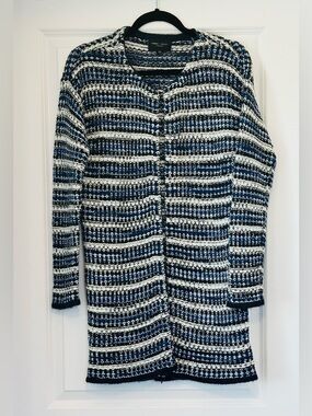 ROMEO & JULIET Sweater Blues White L/S Pockets Like-New Sz SP